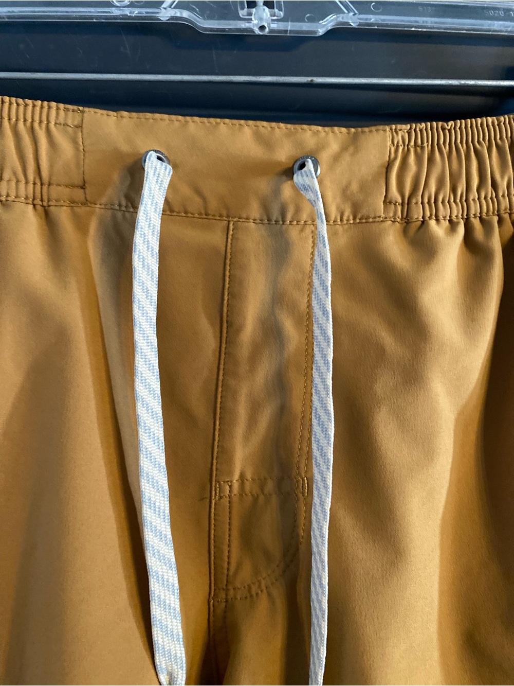 Vuori Men's Golden Mustard Swim Trunks with White Drawstring - Picture 3 of 5